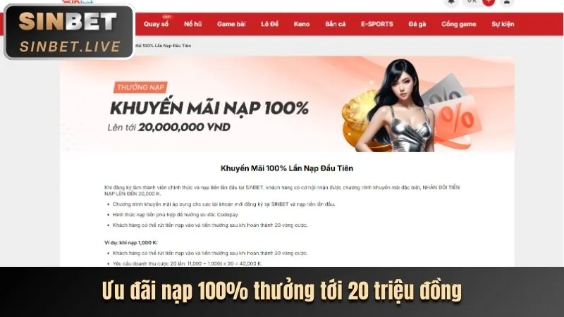 Hình ảnh tiền thưởng chào mừng, tượng trưng cho ưu đãi nạp đầu của Vin55